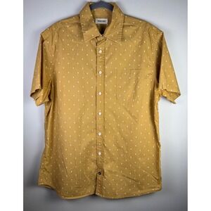 Taylor Stitch Mens 44 Mustard Yellow Organic Cotton Diamond Print SS Shirt